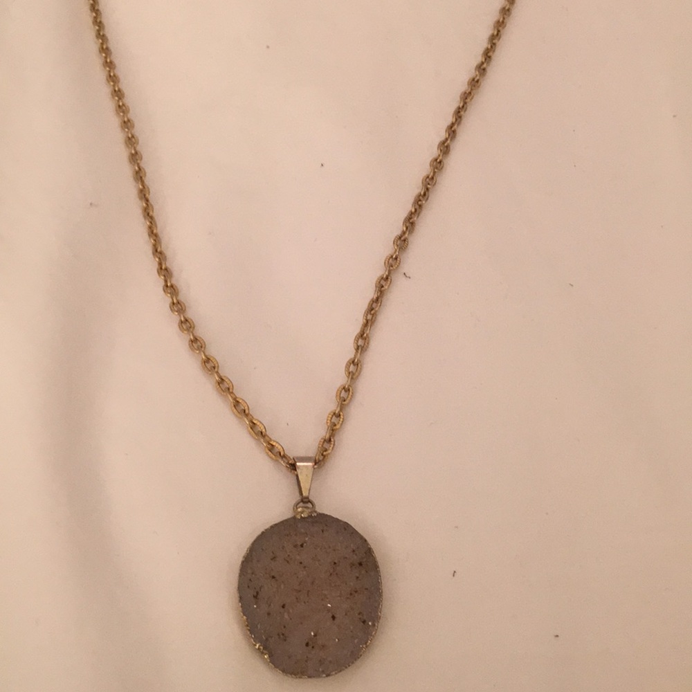 Stone and gold pendant necklace